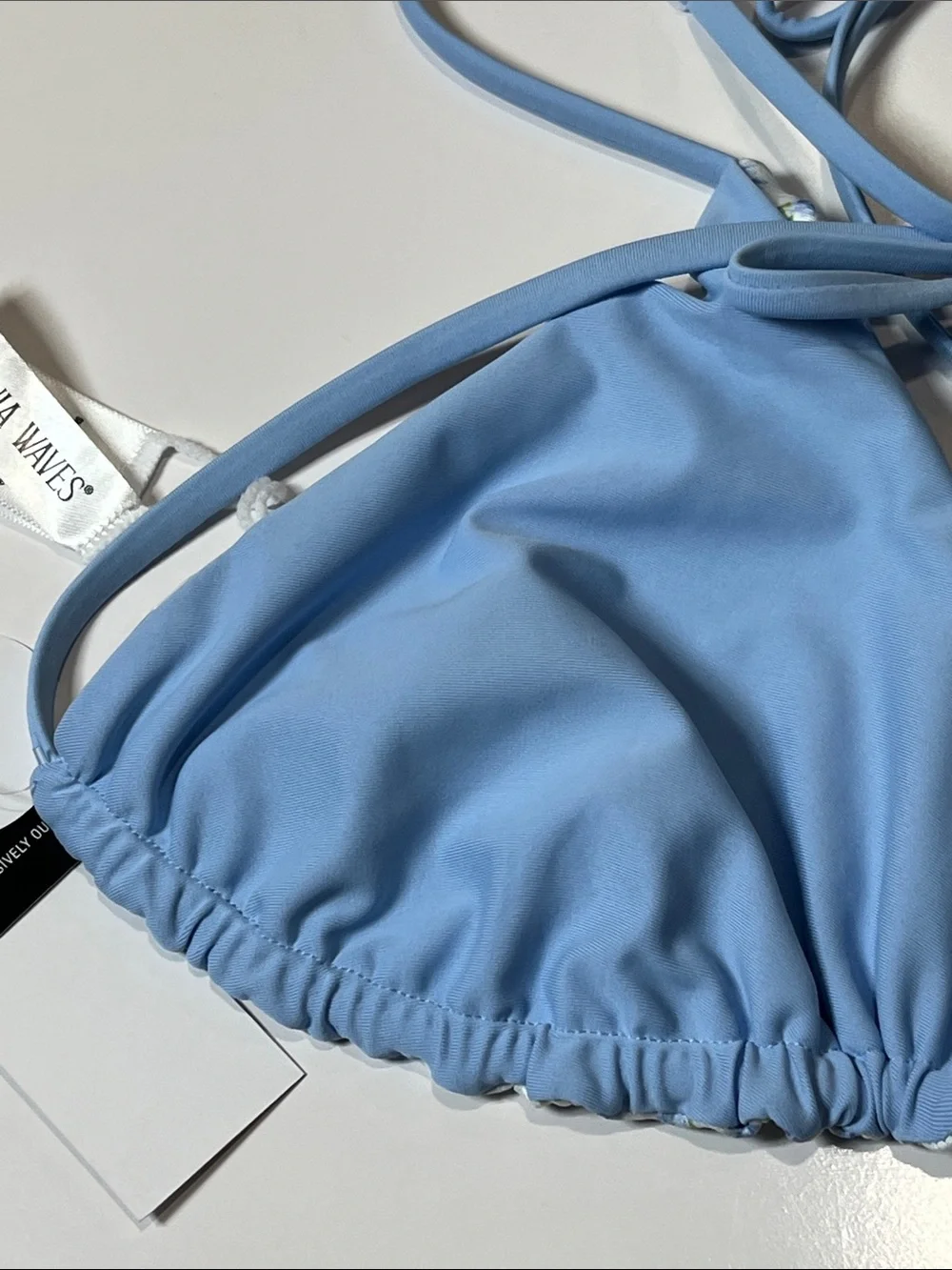 NWT Reversible Triangle Bikini Top Light Blue/White